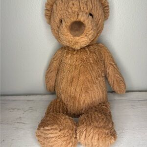 MANHATTAN TOY COMPANY Holiday Bear 14" Plush Striped Red Scarf Ribbed Design